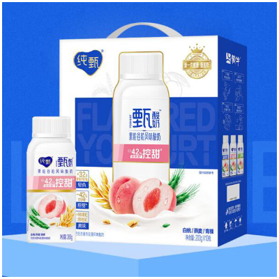 蒙牛纯甄酸奶白桃燕麦青稞口味风味酸牛乳控甜 -42%白砂糖 3.2g膳食纤维/瓶 无负担 甄好喝 轻负 200g*10瓶 整箱装图1