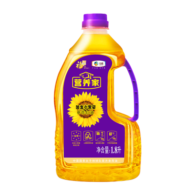 中粮福临门营养家黄金小黑葵葵花仁油一级压榨剥壳压榨1.8L/桶图1