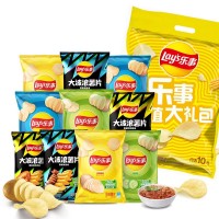 乐事（Lay's）薯片混合10包（黄瓜味+原味+红烩味+鱿鱼味+鸡翅味）零食礼包400g