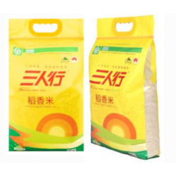 三人行稻香米  油亮透明，光洁如玉  香甜软糯,Q弹有嚼劲 编织袋（黄手提）5kg/袋