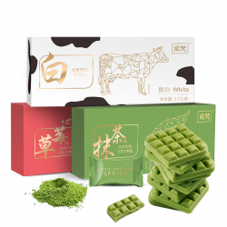 诺梵三口味巧克力薄片组合装（白巧克力味+抹茶味+草莓味）110g*3盒图2