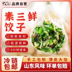 【8.9/斤】四斤 山东大馅素馅胡萝卜粉条水饺2斤加素三鲜水饺2斤图2